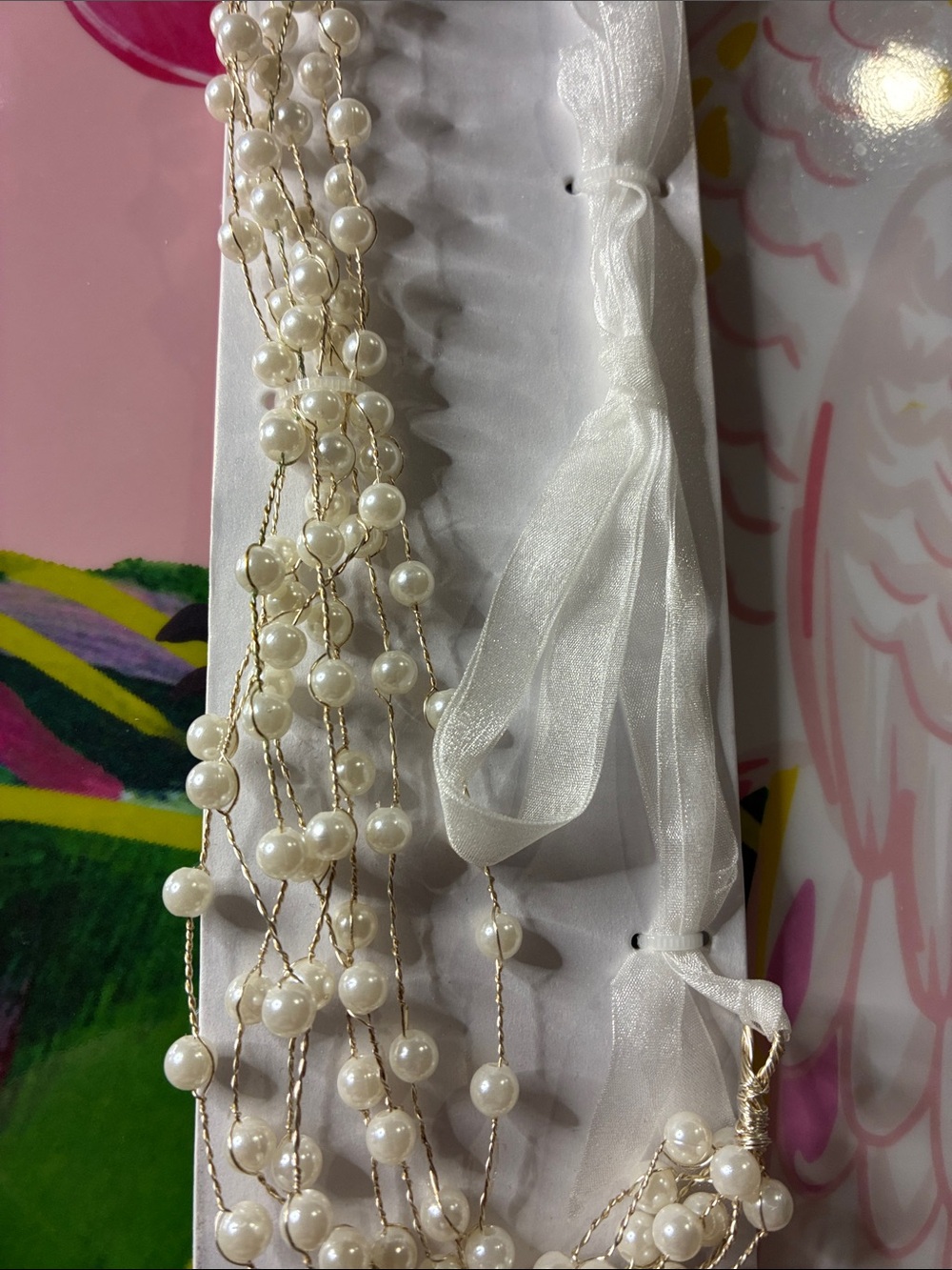 Multi-Strand Pearl Hair Accessory - Ivory - Picture 4 of 9